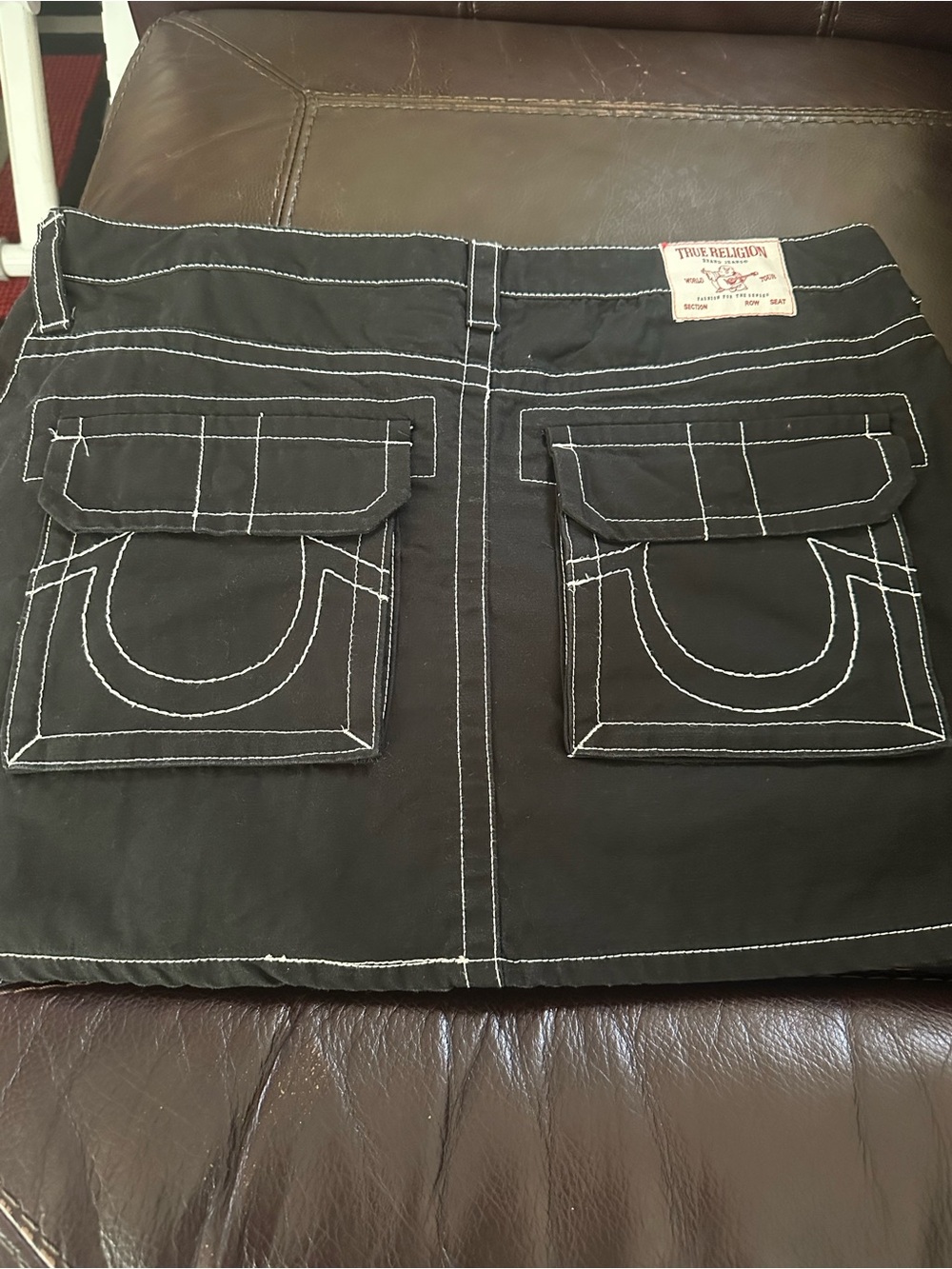 True Religion Black Skirt with White Contrast Stitching